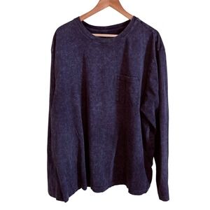 Original‎ Use XXL Long Sleeve Pocket T-Shirt Top Blue Acid Wash Comfort